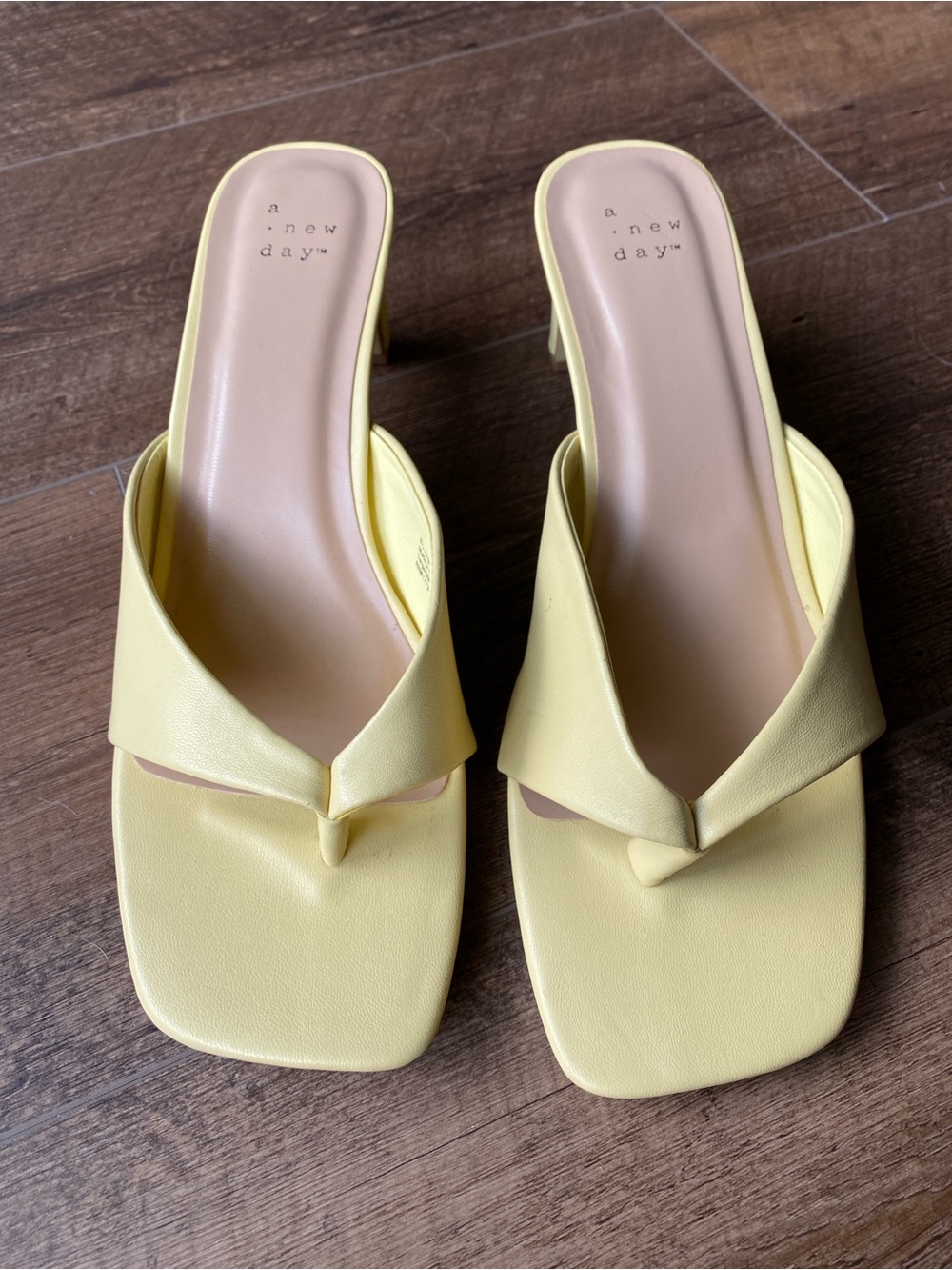 a new day Pale Yellow Square-Toe Thong Mules